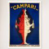 Galrie Davide Campari Clowns Vintage Art Nouveau Poster - Red and White Design Artwork, White Frame, 70 x 100cm (28 x 40inch)