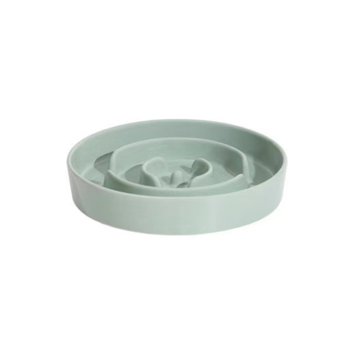 Ceramic Slow Feeder Pet Bowl for Dogs/Light Green/S 155*155*40mm (L*W*H)