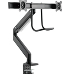 Brateck Aluminum Heavy-Duty Gas Spring Dual Monitor Arm - Black