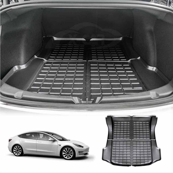 Carbon Fiber Texture Boot Liner for Tesla Model 3 2017-2022 Rear Cargo Trunk Cover Mat Luggage Tray