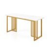 Costway Modern Dining Table 160cm Rectangular Kitchen Table W/metal Frame - White