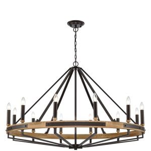 CLA Lighting Funale Interior Candelabra Natural Wood 12-Light Pendant Light Bronze
