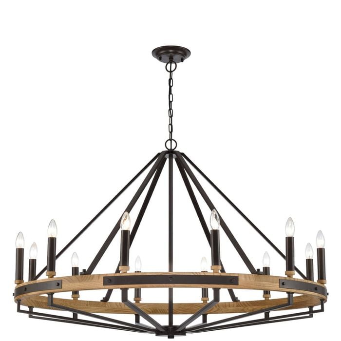 CLA Lighting Funale Interior Candelabra Natural Wood 12-Light Pendant Light Bronze