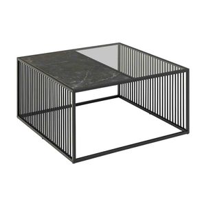 Modern Furniture STRINGTON Square Coffee Table 80cm - Black Marble Effect