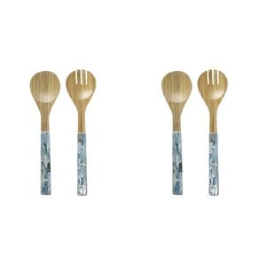 2x 2pc LVD Bamboo Servers Utensils 33x8cm - Soft Blue