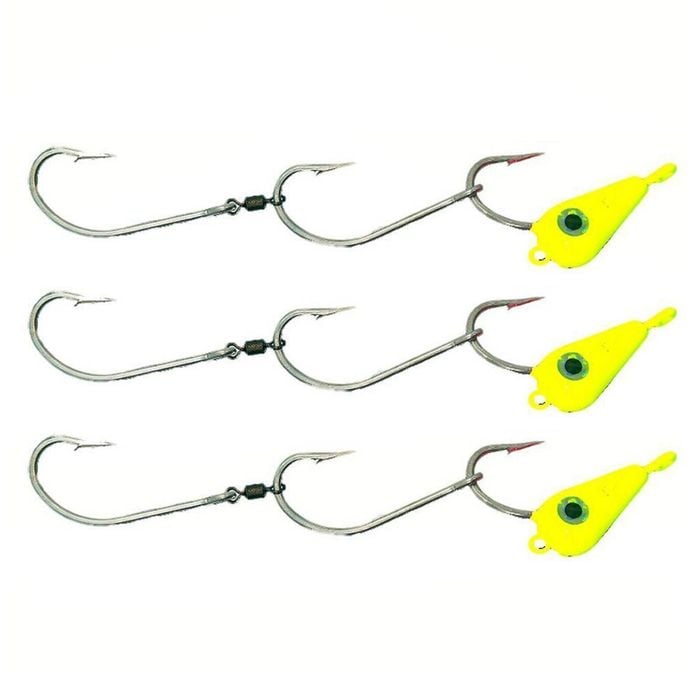 3x 40g TT Lures Bait Trolling Size 7/0 Tarpon Hooks Mackeral Rig - Charteuse