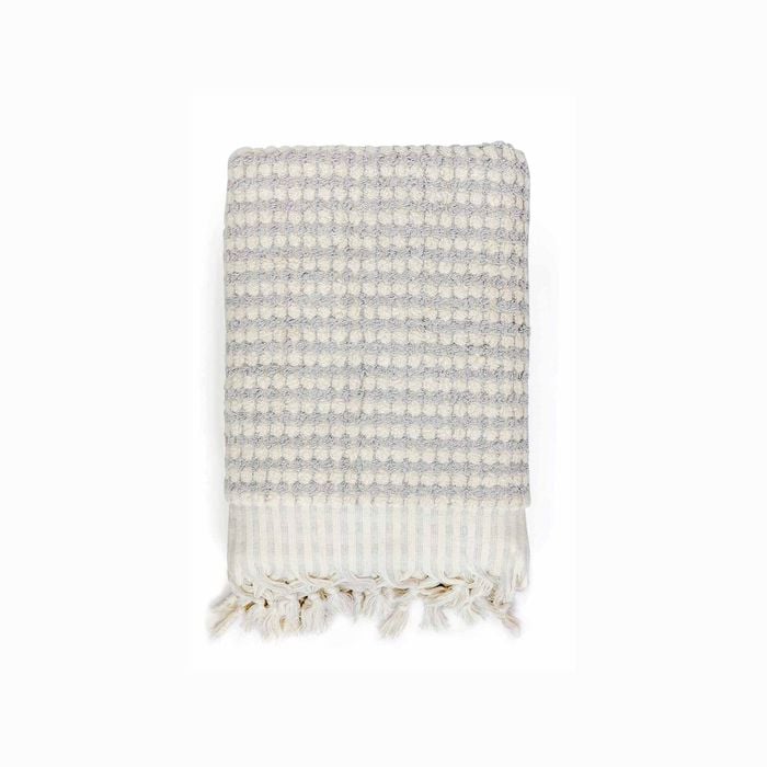 Miss April Pompom Turkish Cotton Bath Sheet Pale Grey