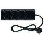 Arlec 4 Outlet Black Individually Switched Powerboard with Safety Overload Warning Alarm