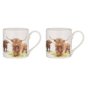 2pk Ashdene New Bone China 380ml/12cm Highland Herd Mug