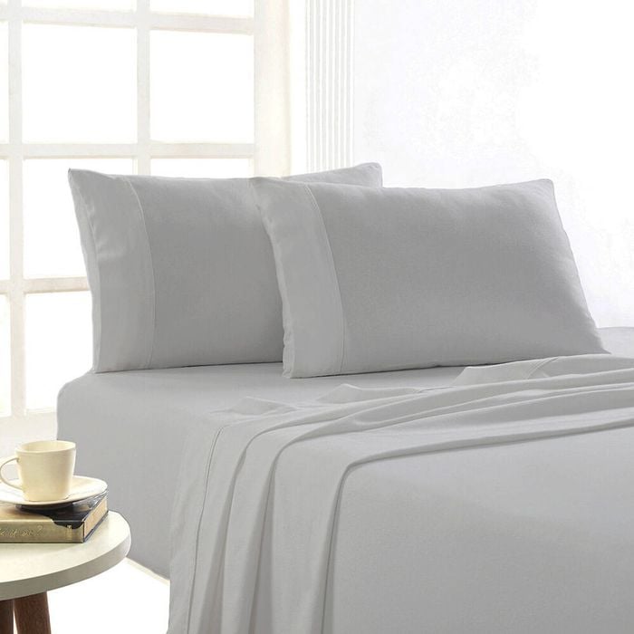Park Avenue Split Queen Cotton Flannelette Bed Sheet Sets - Ash