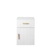 European Cabinetry VJ Panel Oval Brass Porto Bedside Table White