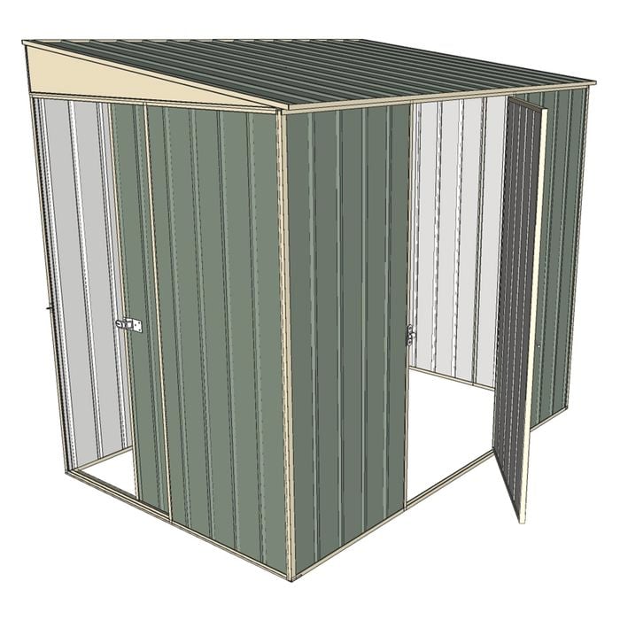 Build-a-Shed 1.5 x 2.3 x 2m Single Hinged Side Door Skillion Shed - Green