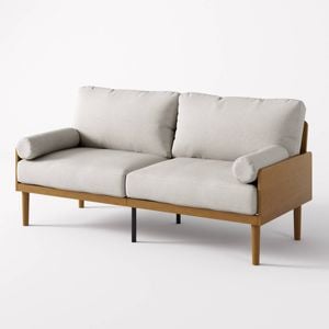Zinus Sofa 3 Seater Fabric And Bamboo Wood Frame