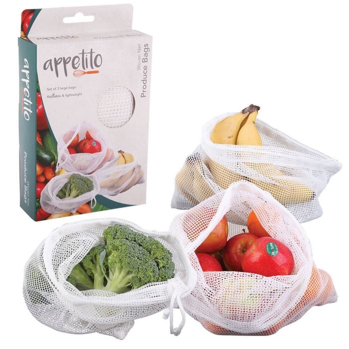 3pc Appetito Woven Net Produce Bags Large