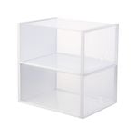 Inabox 36 x 27 x 18cm White/Clear Stackable Shoe Box Storage Container - 2 Pack