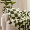 Dreamaker Checkered Plush Cushion Olive & Cream - 50 X 50cm