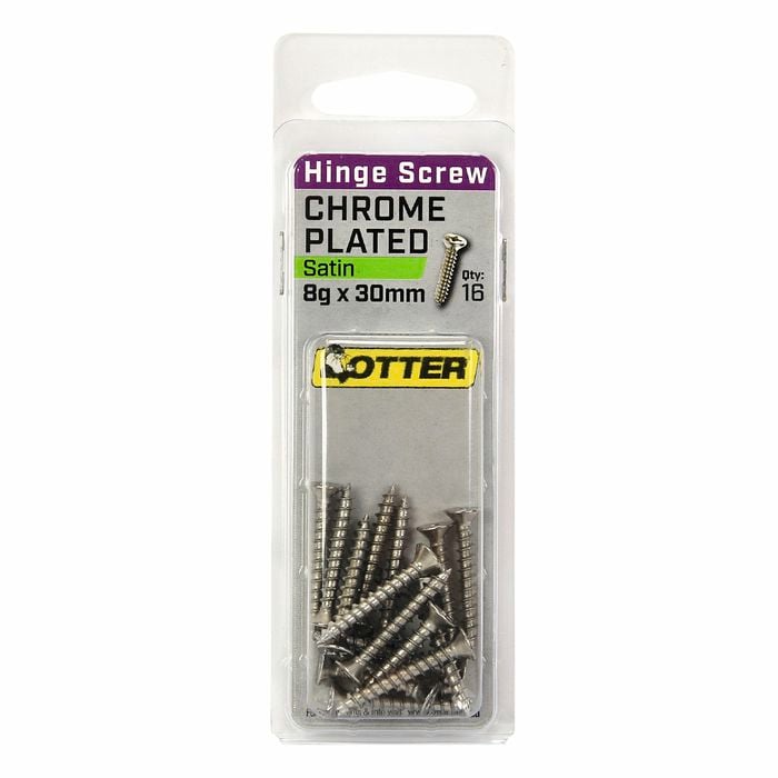 Otter 8 x 30mm Satin Chrome Hinge Screws - 16 Pack