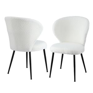 2x Artiss Dining Chairs Boucle Sherpa White