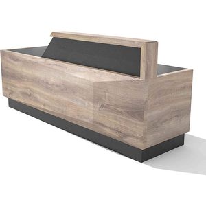Modern Furniture CONROY 2.4M Reception Desk Left Panel - Warm Oak & Black