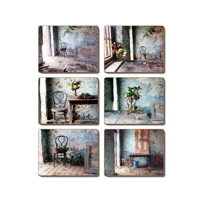Cinnamon Cork Backed Coasters Set of 6 Blue Room
