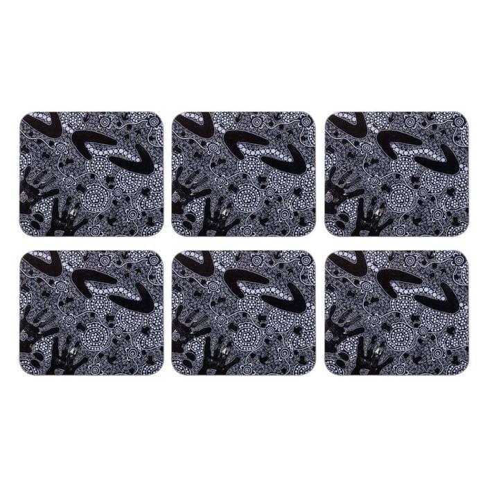 6pc Ashdene Hardboard/Cork Maintaining Our Culture Coaster - Black