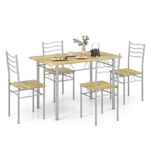 Costway 5pcs Wood Dining Table Chairs Set Kitchen Restaurant