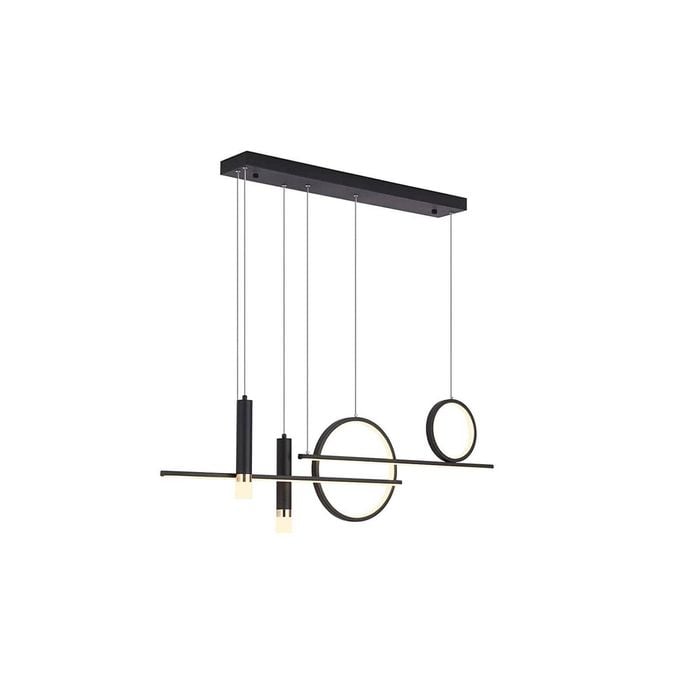 LED Chandelier linear pendant lighting, 50W Modern (Black)