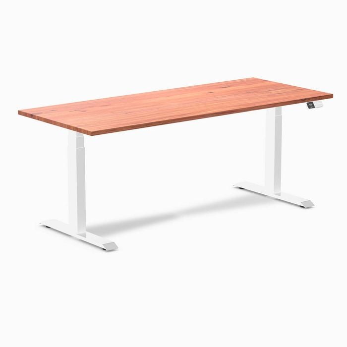 Desky Dual Red Cedar Softwood Sit Stand Desk 1800x750mm White Frame Leg