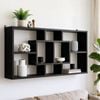 HOMFURN Floating Display Shelf – 8 Compartments, Horizontal or Vertical Mount, Black