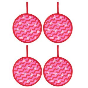 4PK Splosh Summer Waves Handheld Foldable Twist Fan 21cm Round Portable Pink