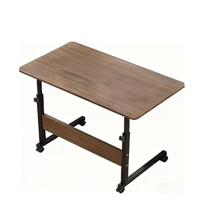 Provecta Portable Laptop Desk – Adjustable Computer Stand, Dark Wood with 360° Rotating Casters