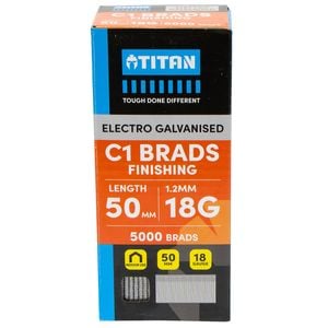 Titan 50 x 1.25mm Electro Galvanised Straight Collated Nail C1 Brads - Pack 5000
