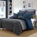 Amsons 100% Cotton King Quilt Cover Set - GBBS- Grey/Blue/Black