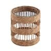 Design Square Ozzy Woven Round Tempered Glass Top Side End Lamp Table Natural