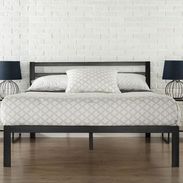 Istyle Simmons Queen Bed Frame Metal Grey Black
