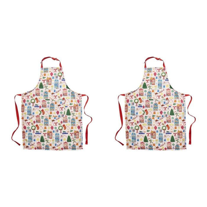 2PK Porto Night Before Christmas Kitchen Cooking Apron 70x95cm Multi-Coloured