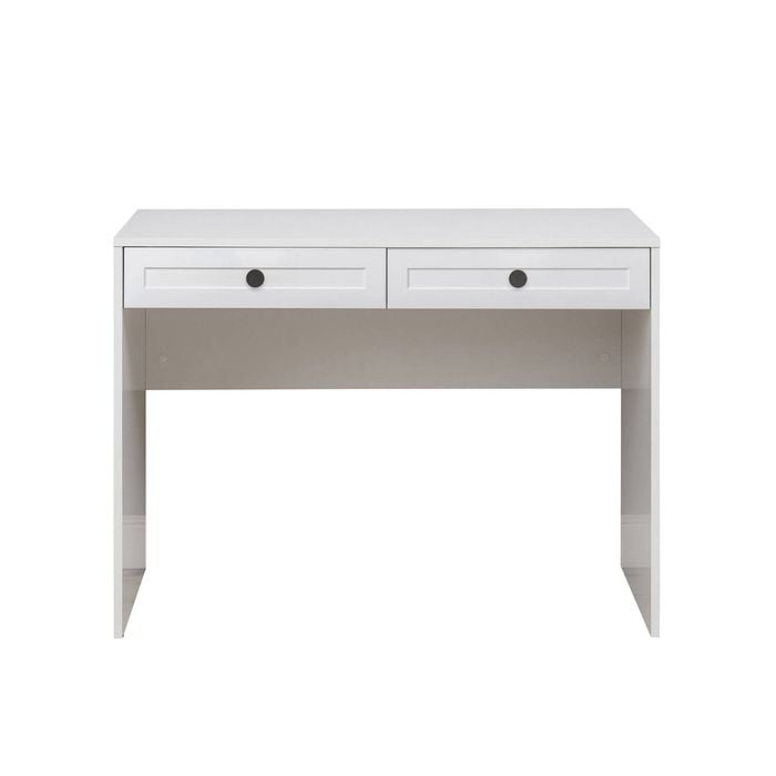 European Cabinetry White Hampton Round Black Handles Odessa Desk