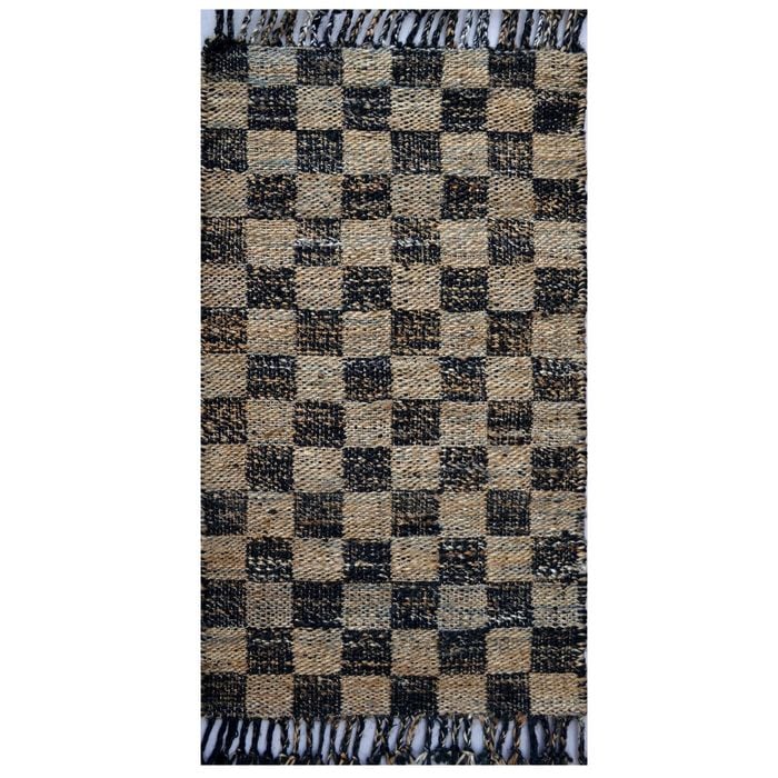 Natural Handwoven Jute Rug-Santa Cruz 1131-Black Natural-80x150cm
