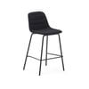 Zunilda stool in black chenille and steel finished with matt black finish height 65 cm