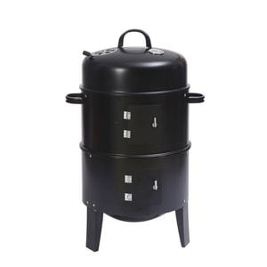 Elora 3in1 Portable Charcoal Bbq Vertical Smoker Roaster Grill Steel Water Steamer