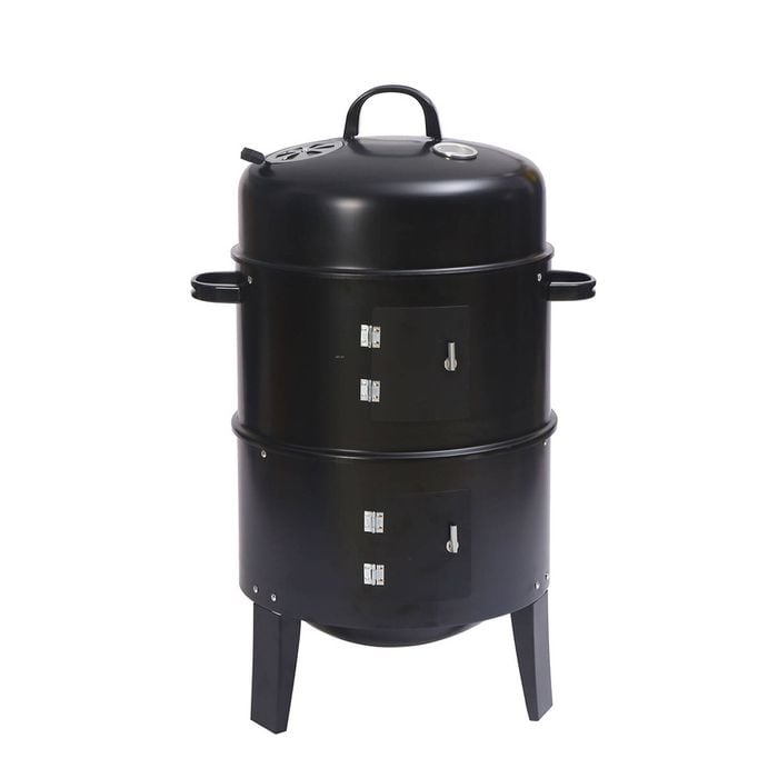 Elora 3in1 Portable Charcoal Bbq Vertical Smoker Roaster Grill Steel Water Steamer