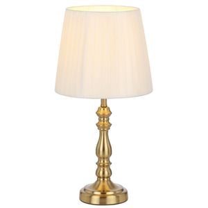 Telbix Vida Vintage Table Desk Lamp Light Metal Fabric Antique Gold Ivory Polished