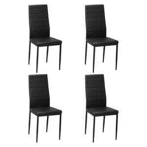 Oikiture 4PCS Dining Chairs High-Back Kitchen Chair Leather Black