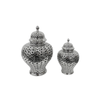 Elegant Collections Silver Classic Hampton Ceramic Urn Set of 2