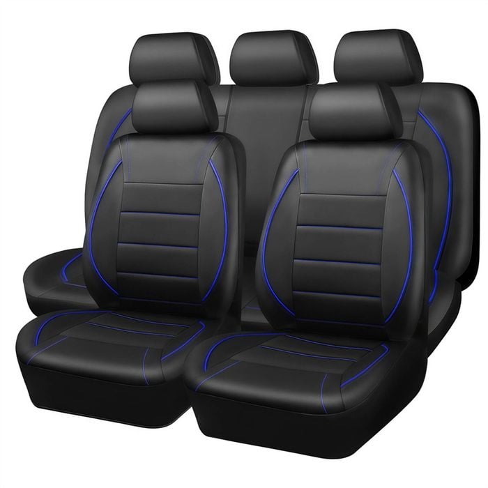 Catzon Leather Car Seat Covers Full Set Airbag Compatible Universal-blue