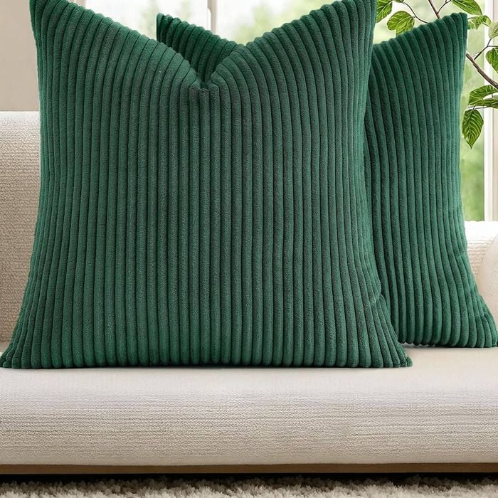 Gioia Casa 2-pack Corduroy Velvet European Pillowcases - 65cm X 65cm, Forest