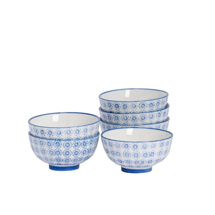 Nicola Spring Patterned Rice & Dessert Bowls, 12cm - Set of 6