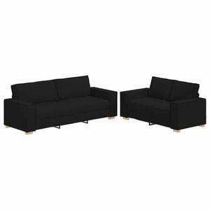 vidaXL 2 Piece Sofa Set with Cushions Black Fabric sofa fabric sofa tv chair
