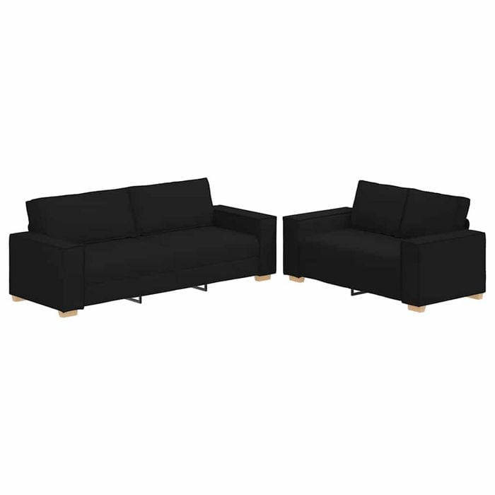 vidaXL 2 Piece Sofa Set with Cushions Black Fabric sofa fabric sofa tv chair