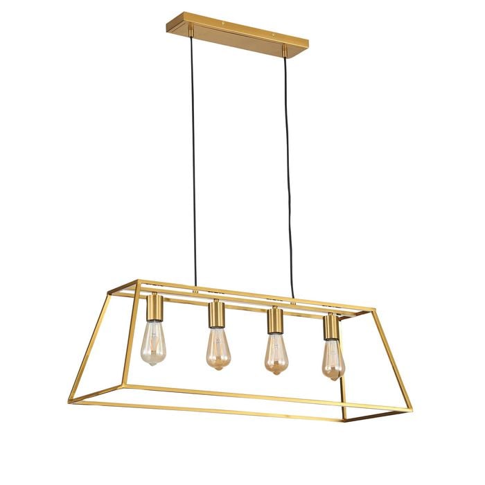 Oriel Lighting Wainscott Hamptons Style Classic Pendant Light Satin Brass 4lt